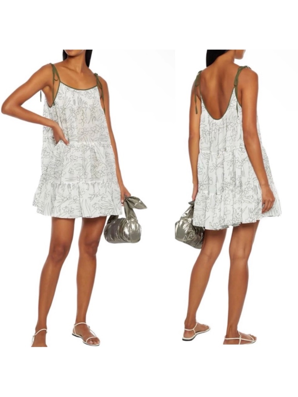 SOLID & STRIPED Parker Tiered Floral Embroidered Voile Mini Dress M